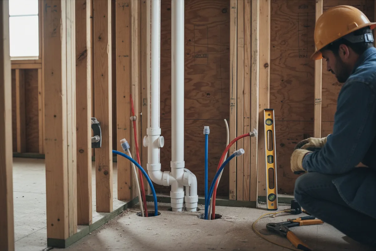 Drain and supply rough-in during Drain Cleaning in Three Oaks