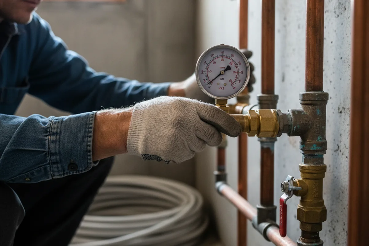 Pressure testing a repaired line during Water Line Repair in Three Oaks